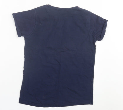 Young Dimension Girls Blue Cotton Basic T-Shirt Size 12-13 Years Crew Neck Pullover