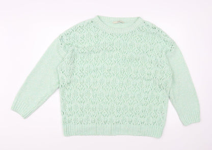 George Womens Green Boat Neck Acrylic Pullover Jumper Size 16
