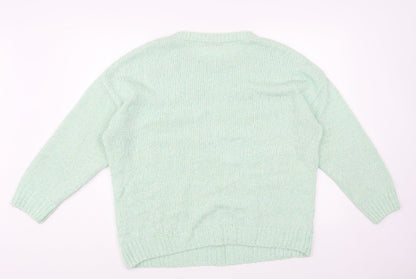 George Womens Green Boat Neck Acrylic Pullover Jumper Size 16
