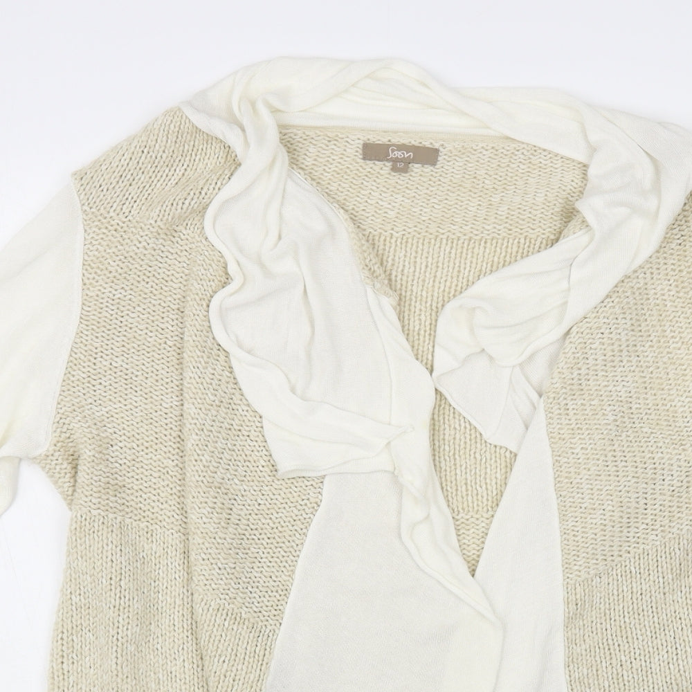 Womens UK Size 12 Soon Beige Cardigan Jumper