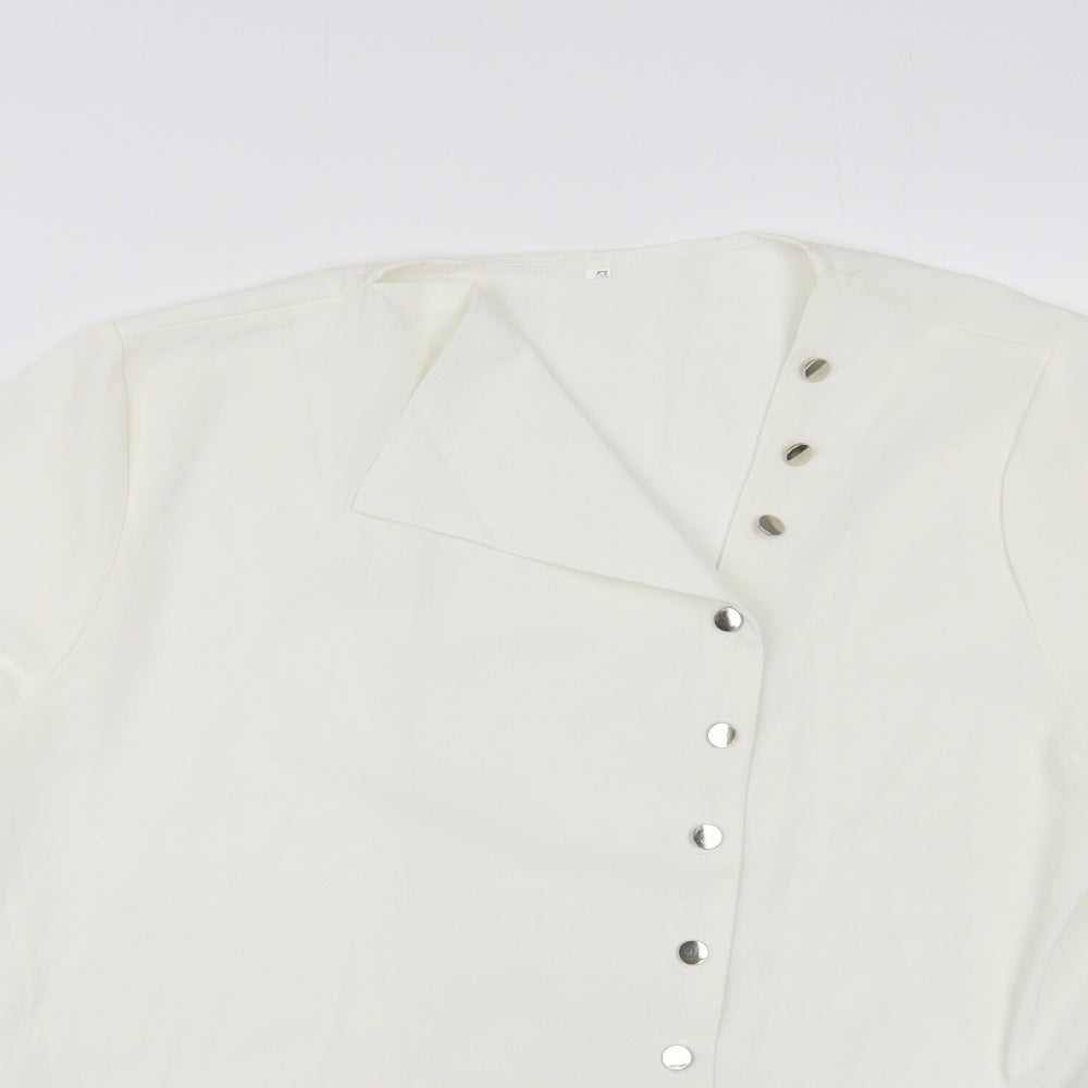 Womens UK Size L Preworn White Basic Blouse