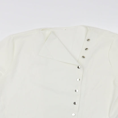 Womens UK Size L Preworn White Basic Blouse