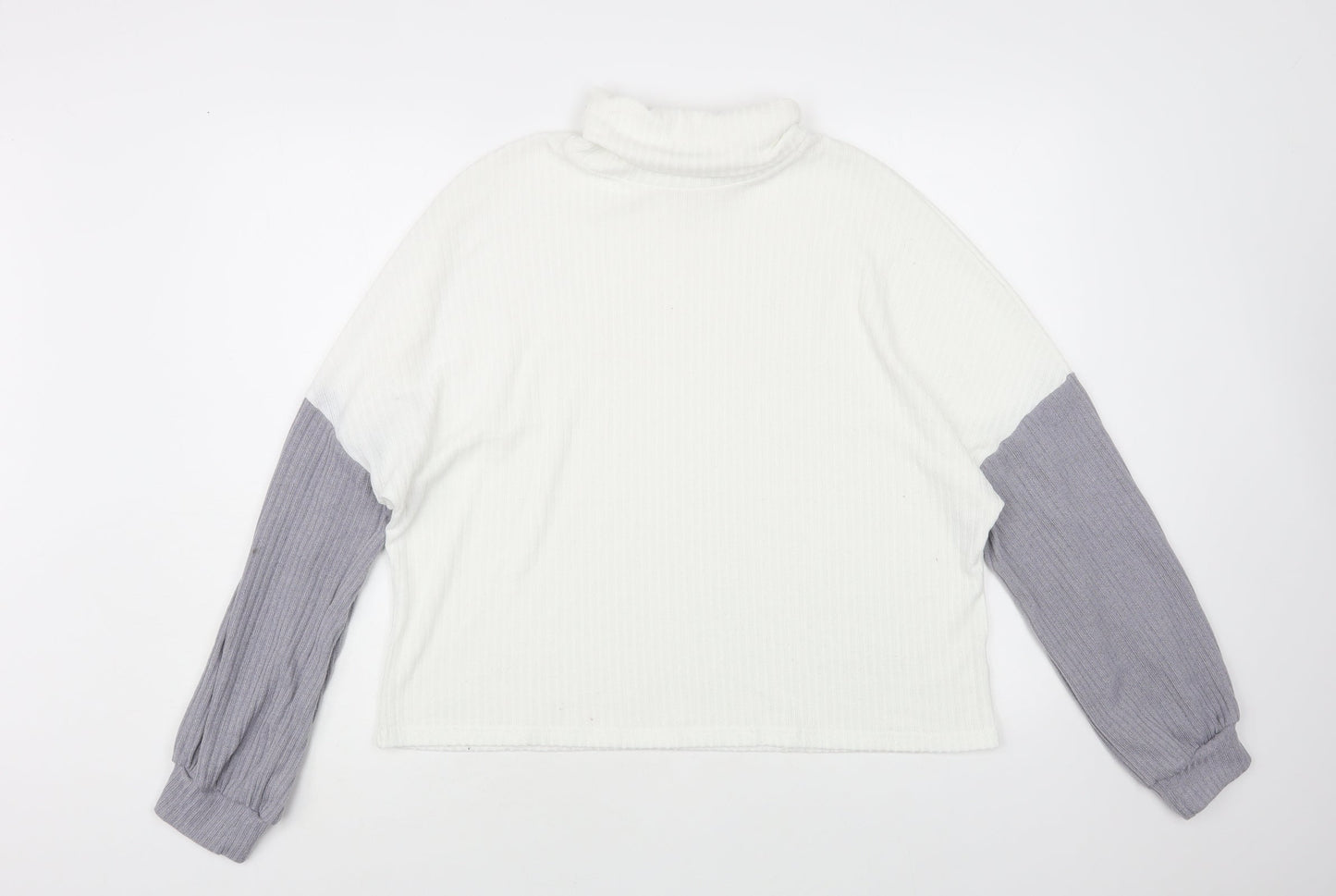 SheIn Womens White Roll Neck Acrylic Pullover Jumper Size L