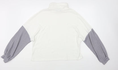 SheIn Womens White Roll Neck Acrylic Pullover Jumper Size L