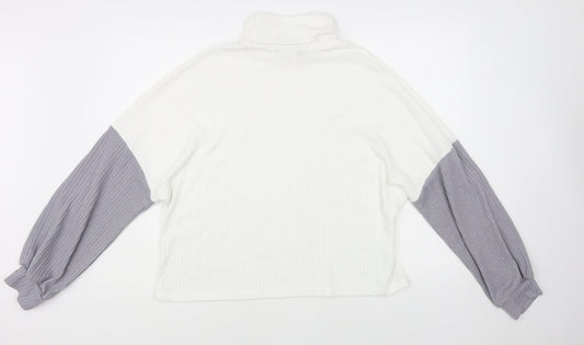 SheIn Womens White Roll Neck Acrylic Pullover Jumper Size L