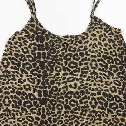 Re Tech UK Womens Brown Animal Print Viscose Camisole Blouse Size M Round Neck