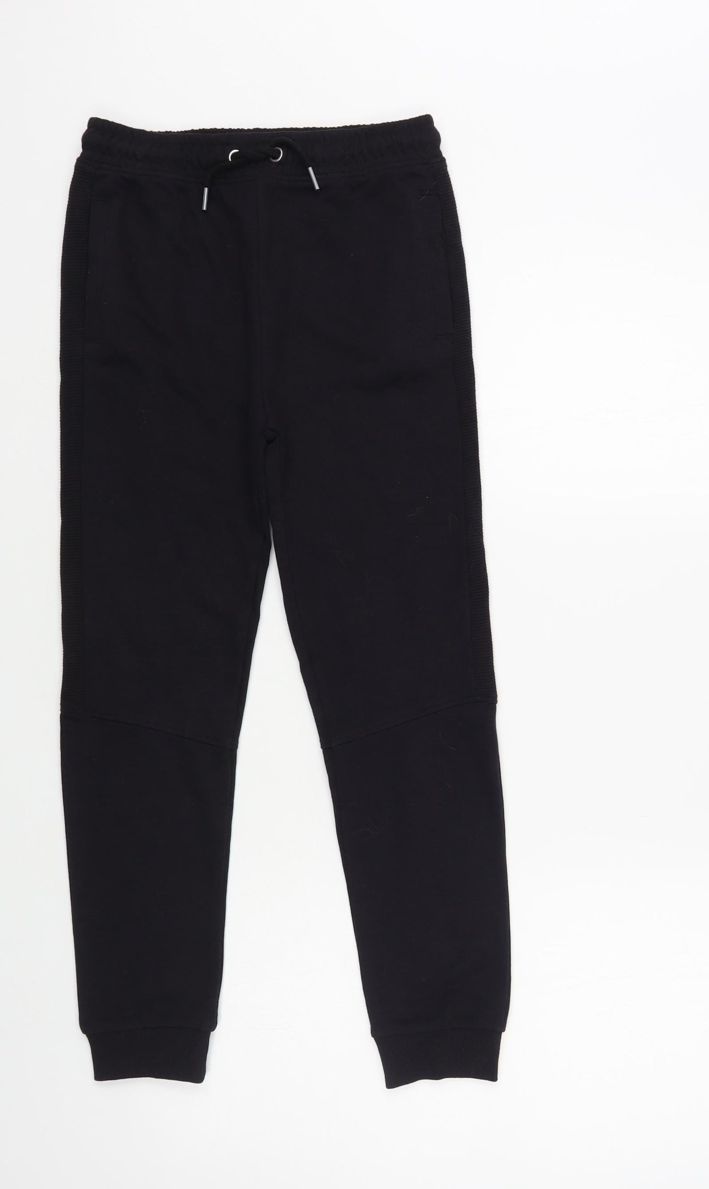 TU Girls Black Cotton Jogger Trousers Size 9 Months Regular Drawstring