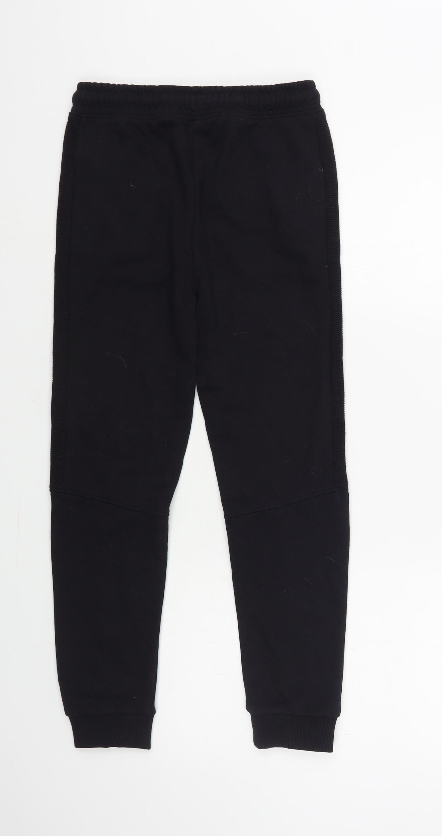 TU Girls Black Cotton Jogger Trousers Size 9 Months Regular Drawstring
