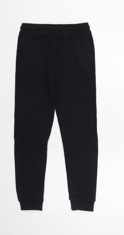 TU Girls Black Cotton Jogger Trousers Size 9 Months Regular Drawstring
