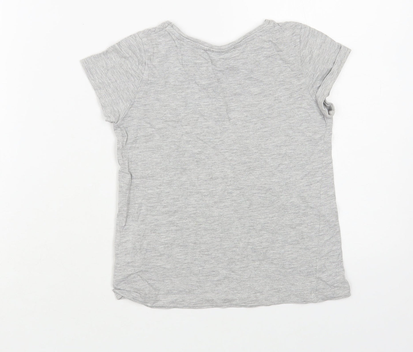 H&M Girls Grey Cotton Pullover T-Shirt Size 6-7 Years Crew Neck Pullover
