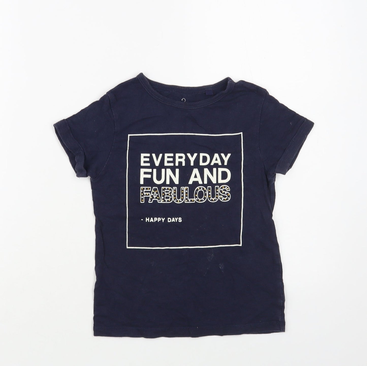 NEXT Girls Blue Cotton Basic T-Shirt Size 7 Years Crew Neck Pullover - Fun And Fabulous
