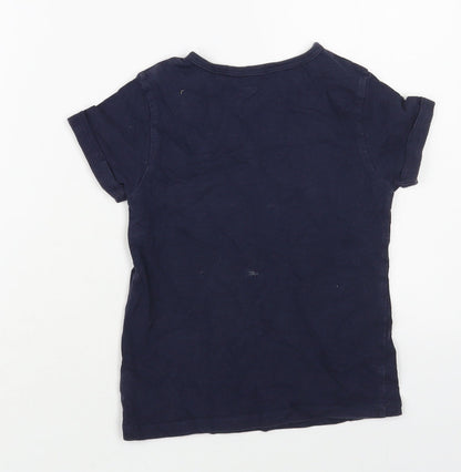 NEXT Girls Blue Cotton Basic T-Shirt Size 7 Years Crew Neck Pullover - Fun And Fabulous