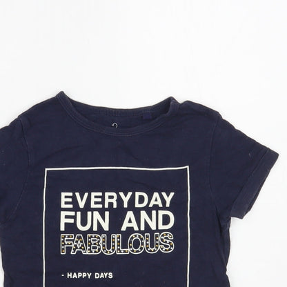 NEXT Girls Blue Cotton Basic T-Shirt Size 7 Years Crew Neck Pullover - Fun And Fabulous