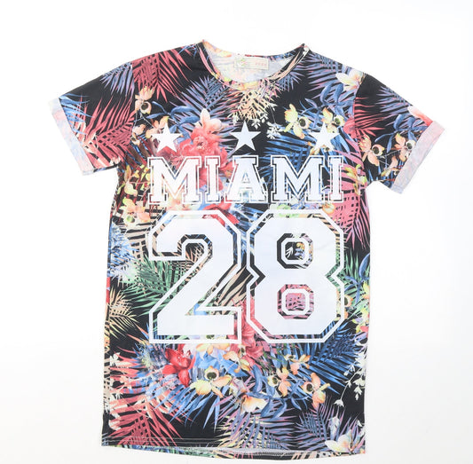 Womens UK Size S Cameo Rose Multicoloured Basic T-Shirt
