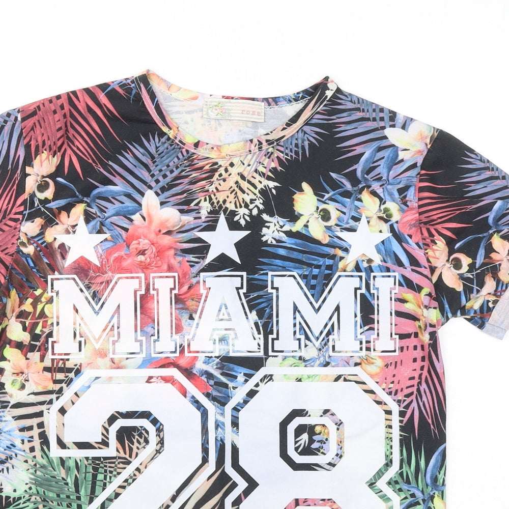 Womens UK Size S Cameo Rose Multicoloured Basic T-Shirt