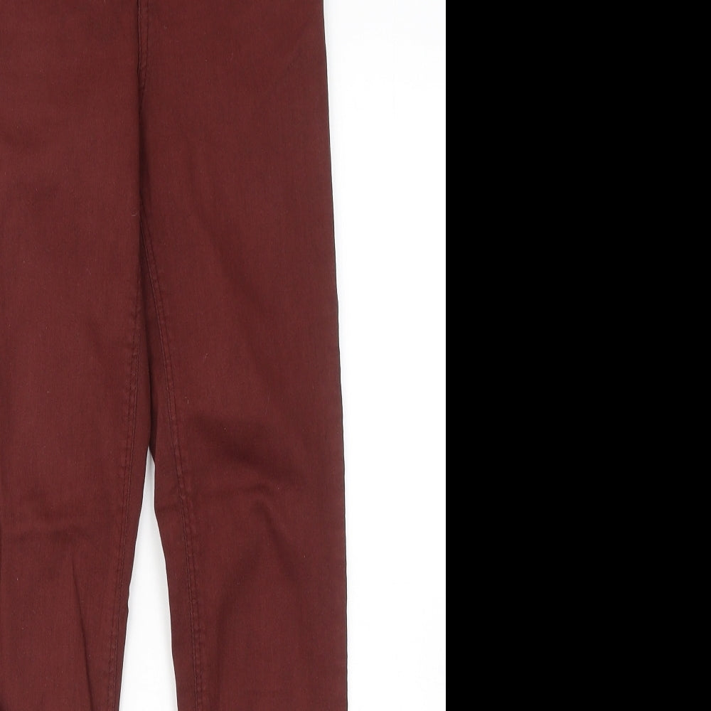 Topshop Womens Red Cotton Jegging Trousers Size 25 in L30 in Regular