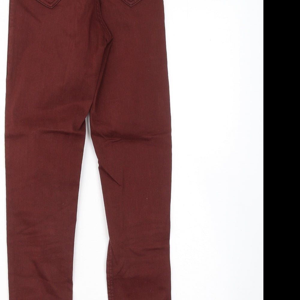 Topshop Womens Red Cotton Jegging Trousers Size 25 in L30 in Regular