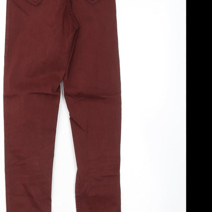 Topshop Womens Red Cotton Jegging Trousers Size 25 in L30 in Regular