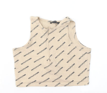 Womens UK Size 6 PRETTYLITTLETHING Beige Basic T-Shirt