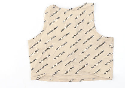 Womens UK Size 6 PRETTYLITTLETHING Beige Basic T-Shirt