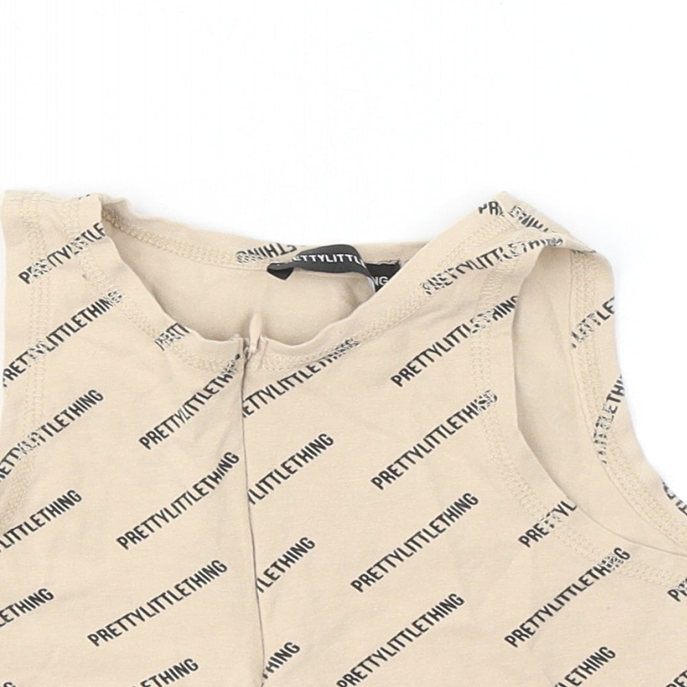 Womens UK Size 6 PRETTYLITTLETHING Beige Basic T-Shirt