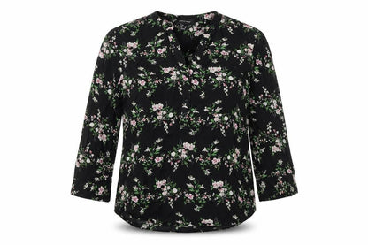 Atmosphere Womens Black Floral Viscose Basic Button-Up Size 14 V-Neck