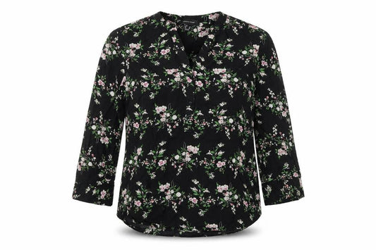 Atmosphere Womens Black Floral Viscose Basic Button-Up Size 14 V-Neck