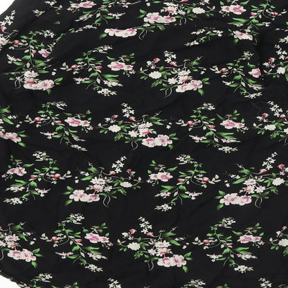 Atmosphere Womens Black Floral Viscose Basic Button-Up Size 14 V-Neck