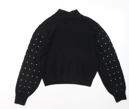 Divided by H&M Womens Black Mock Neck Geometric Acrylic Pullover Jumper Size M