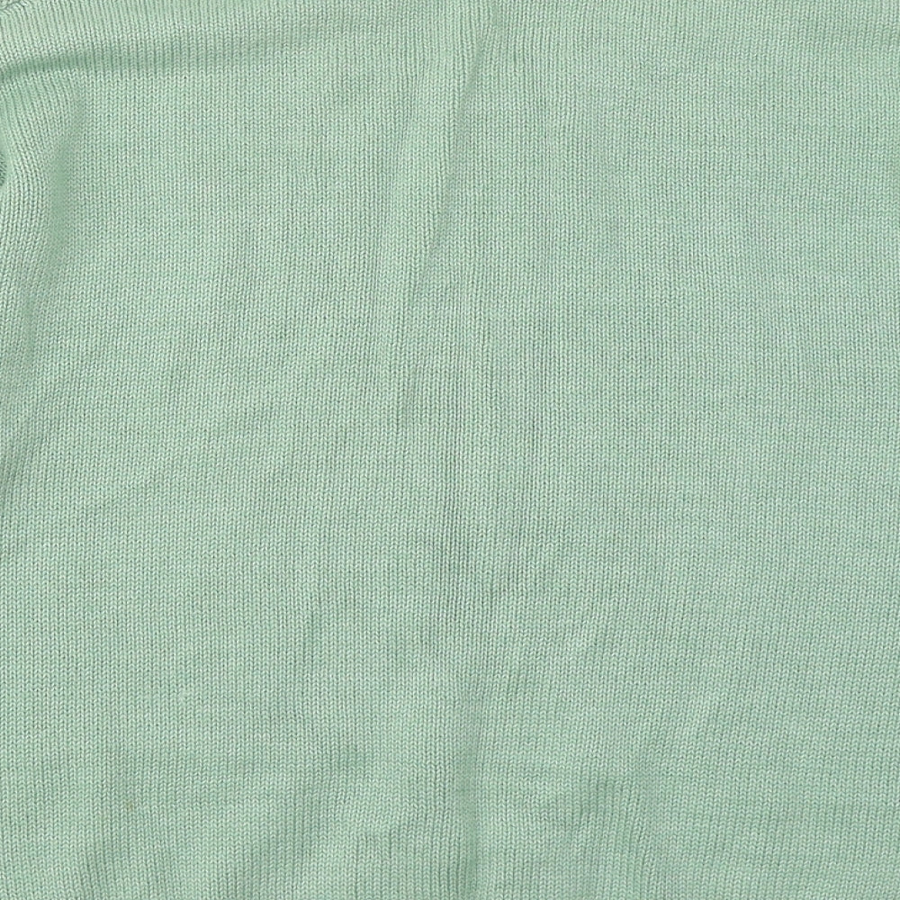 LOVE KNITWEAR Womens Green Round Neck Cotton Pullover Jumper Size 12