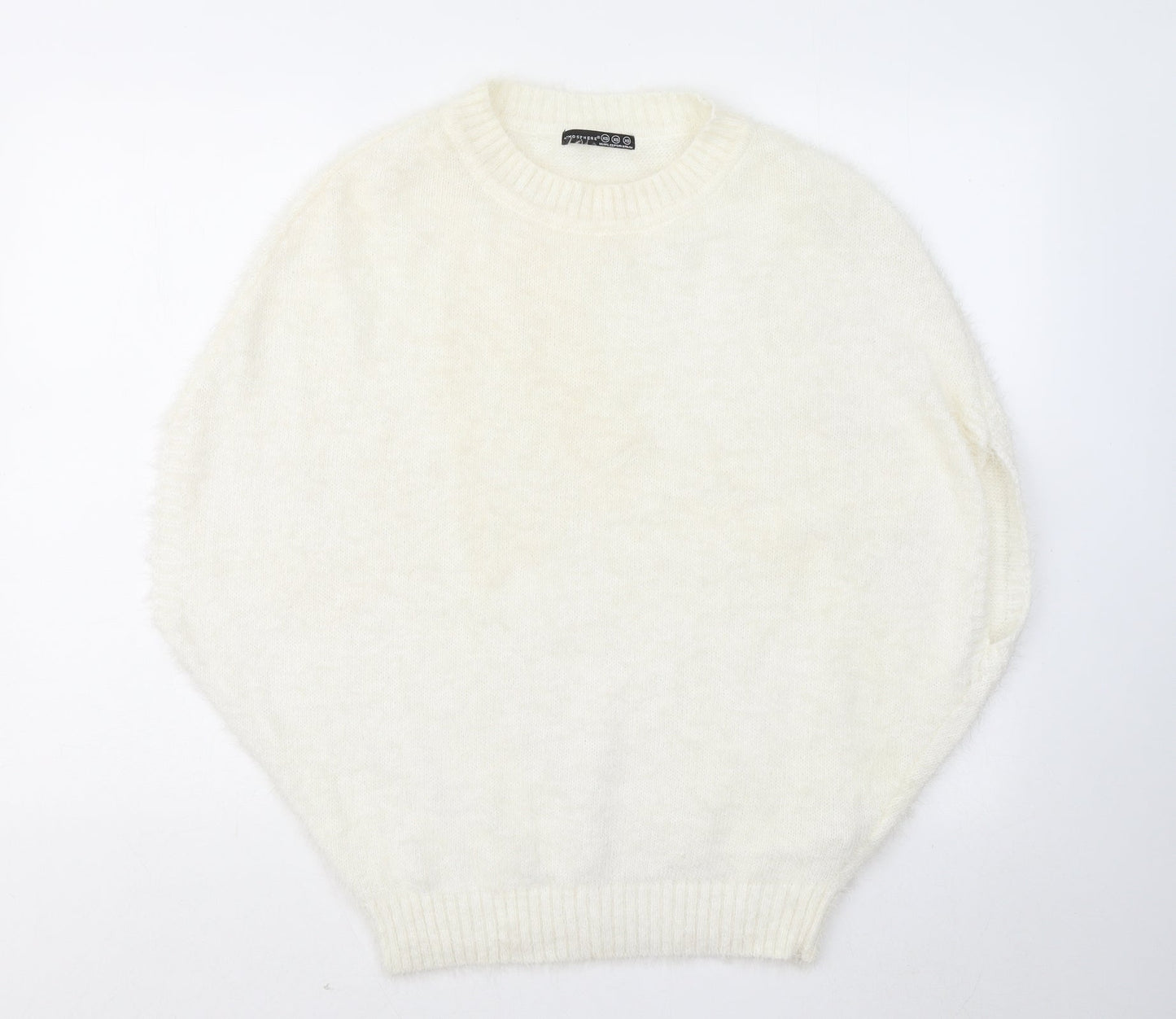 Atmosphere Womens White Round Neck Polyimide Pullover Jumper Size XS