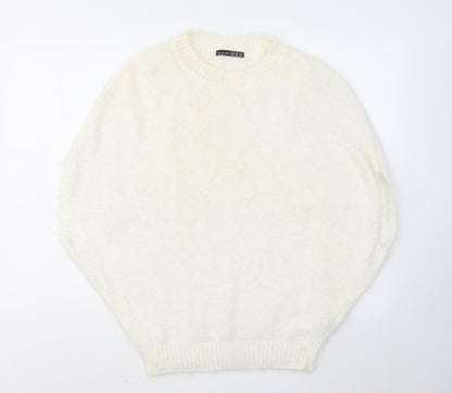 Atmosphere Womens White Round Neck Polyimide Pullover Jumper Size XS