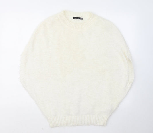 Atmosphere Womens White Round Neck Polyimide Pullover Jumper Size XS