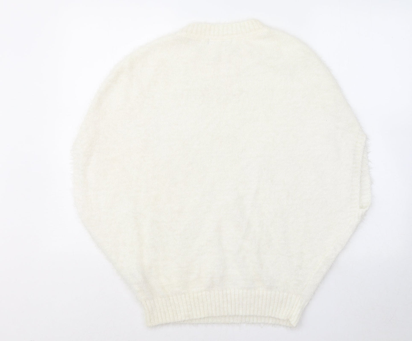 Atmosphere Womens White Round Neck Polyimide Pullover Jumper Size XS