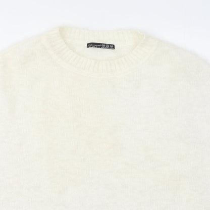 Atmosphere Womens White Round Neck Polyimide Pullover Jumper Size XS