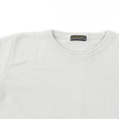 letsshopshop Womens Grey Round Neck Acrylic Pullover Jumper Size S