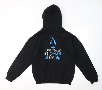 Mens UK Size S Gildan Black Pullover Hoodie
