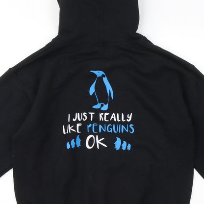 Mens UK Size S Gildan Black Pullover Hoodie