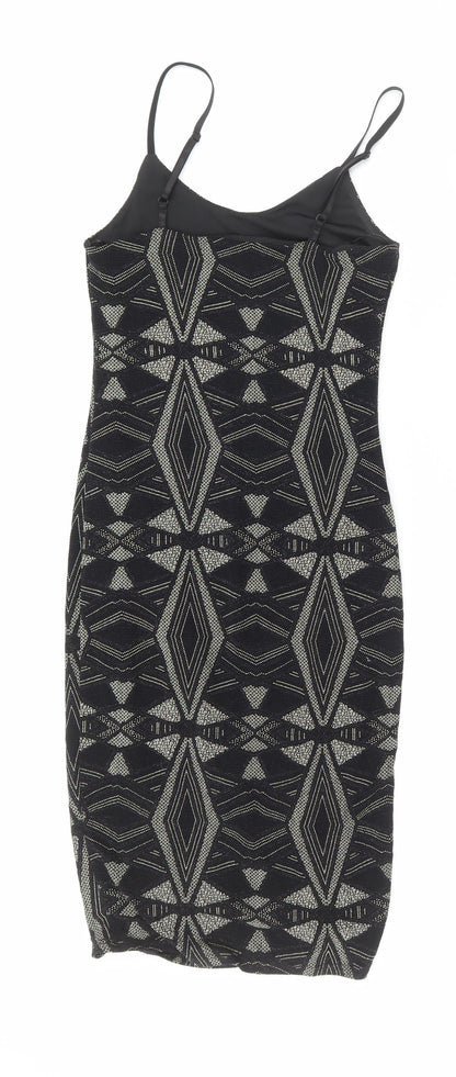 New Look Womens Black Nylon Bodycon Size 6 Scoop Neck