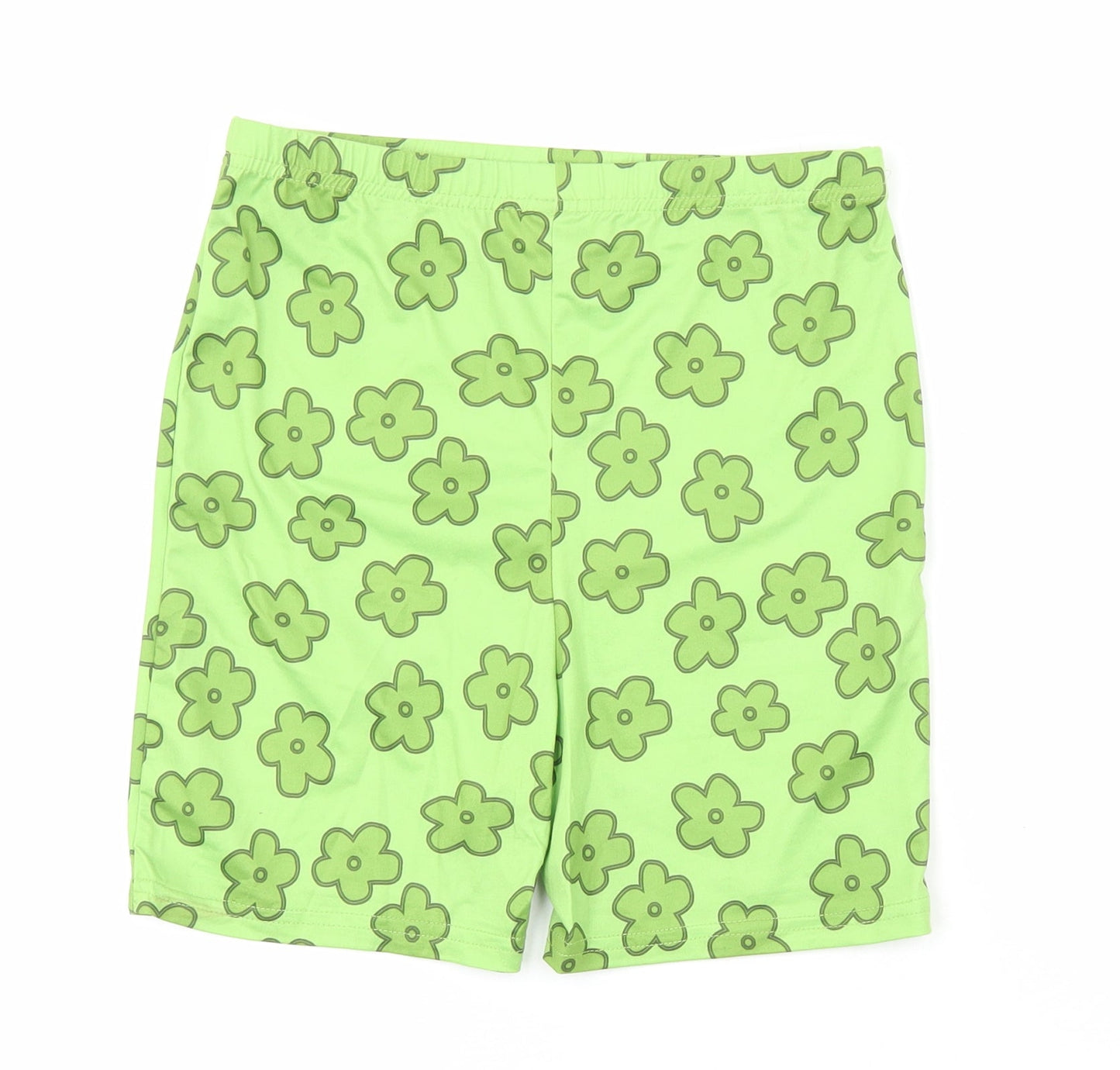 SheIn Womens Green Floral Polyester Compression Shorts Size S L3 in Regular