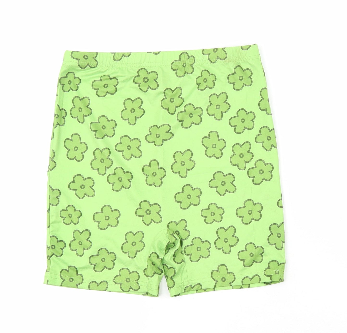 SheIn Womens Green Floral Polyester Compression Shorts Size S L3 in Regular