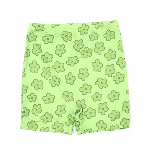 SheIn Womens Green Floral Polyester Compression Shorts Size S L3 in Regular