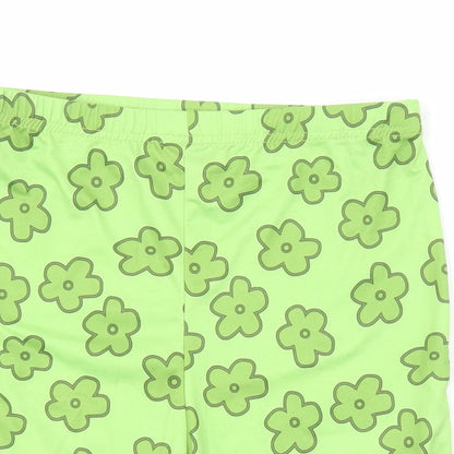 SheIn Womens Green Floral Polyester Compression Shorts Size S L3 in Regular