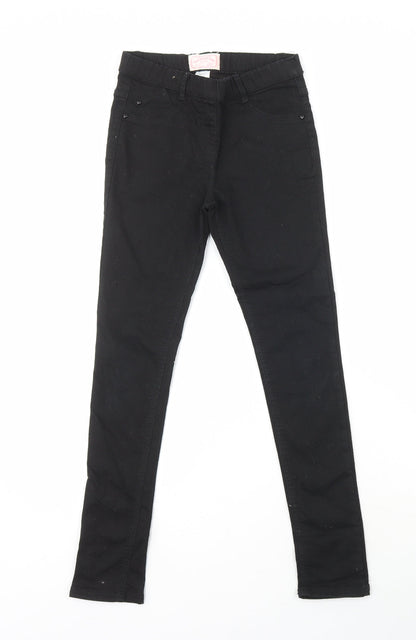 NEXT Girls Black Cotton Skinny Jeans Size 11 Years Regular