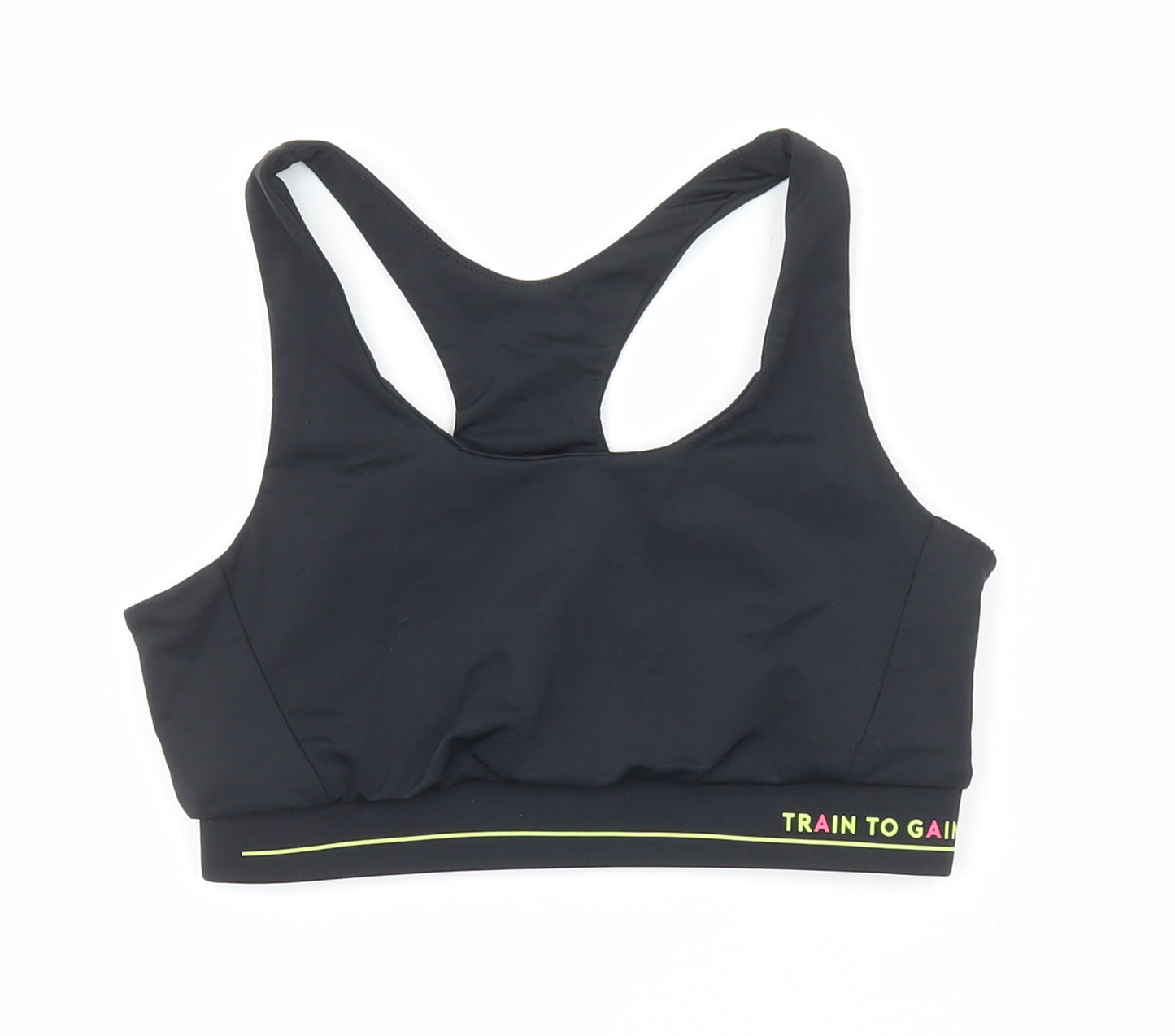 Workout Womens Black Polyamide Cropped T-Shirt Size XS Scoop Neck - Train to gain