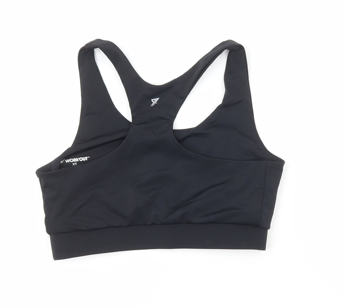 Workout Womens Black Polyamide Cropped T-Shirt Size XS Scoop Neck - Train to gain