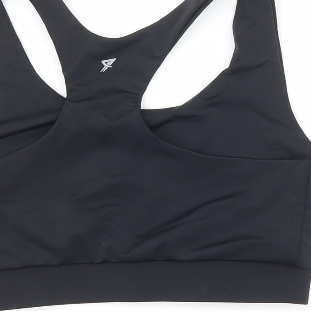 Workout Womens Black Polyamide Cropped T-Shirt Size XS Scoop Neck - Train to gain