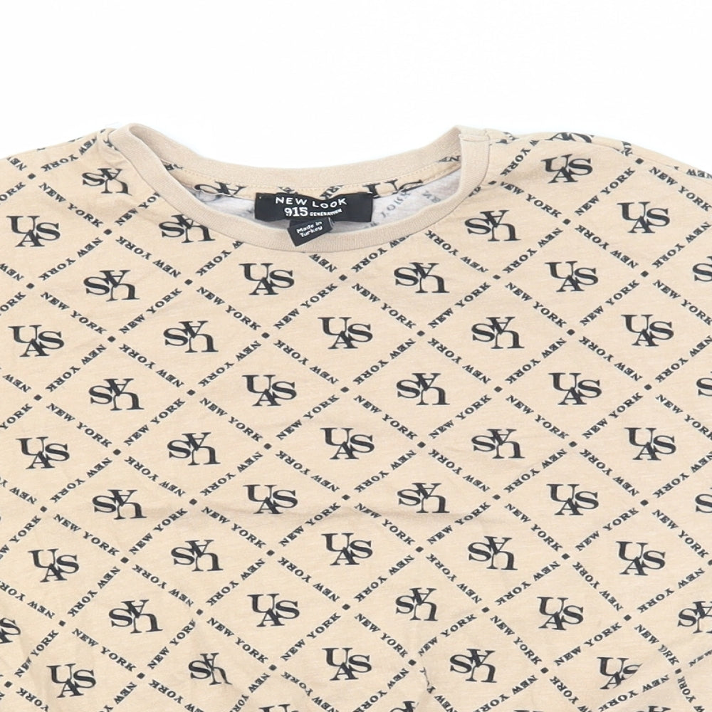New Look Girls Brown Cotton Basic T-Shirt Size 10-11 Years Round Neck - New York