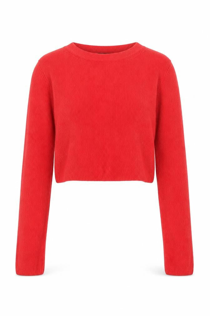 Topshop Womens Red Round Neck Viscose Pullover Jumper Size 8