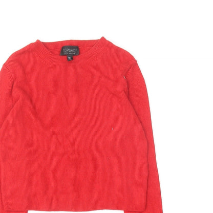 Topshop Womens Red Round Neck Viscose Pullover Jumper Size 8